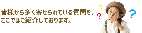 皆様から多く寄せられている質問を、ここではご紹介しております。